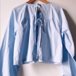 COPY - Aritzia Wilfred long sleeve baby blue Enola Blouse